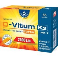 D-Vitum Forte 2000 j.m. K2 MK-7, witaminy D i K dla dorosłych, kapsułki, 36 kapsułek