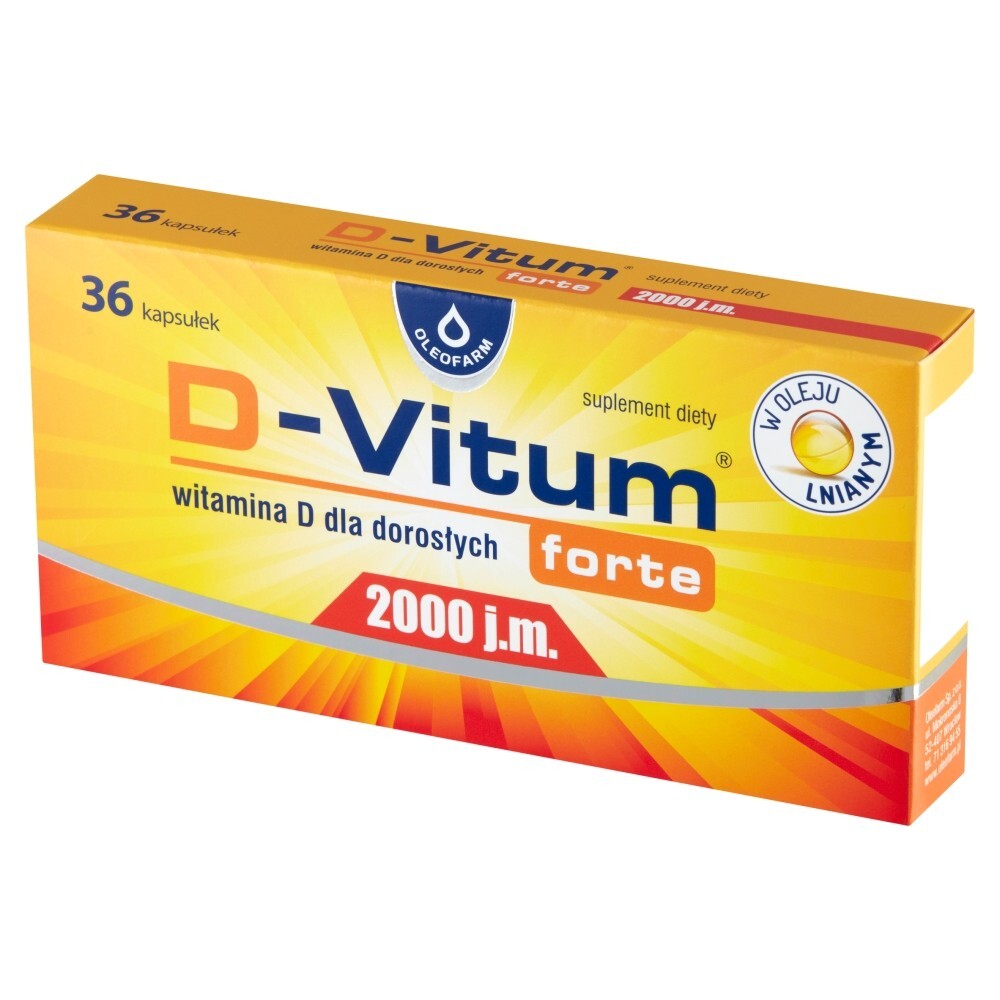 D-Vitum forte 2000 j.m., kapsułki z witaminą D dla dorosłych, 36 kapsułek