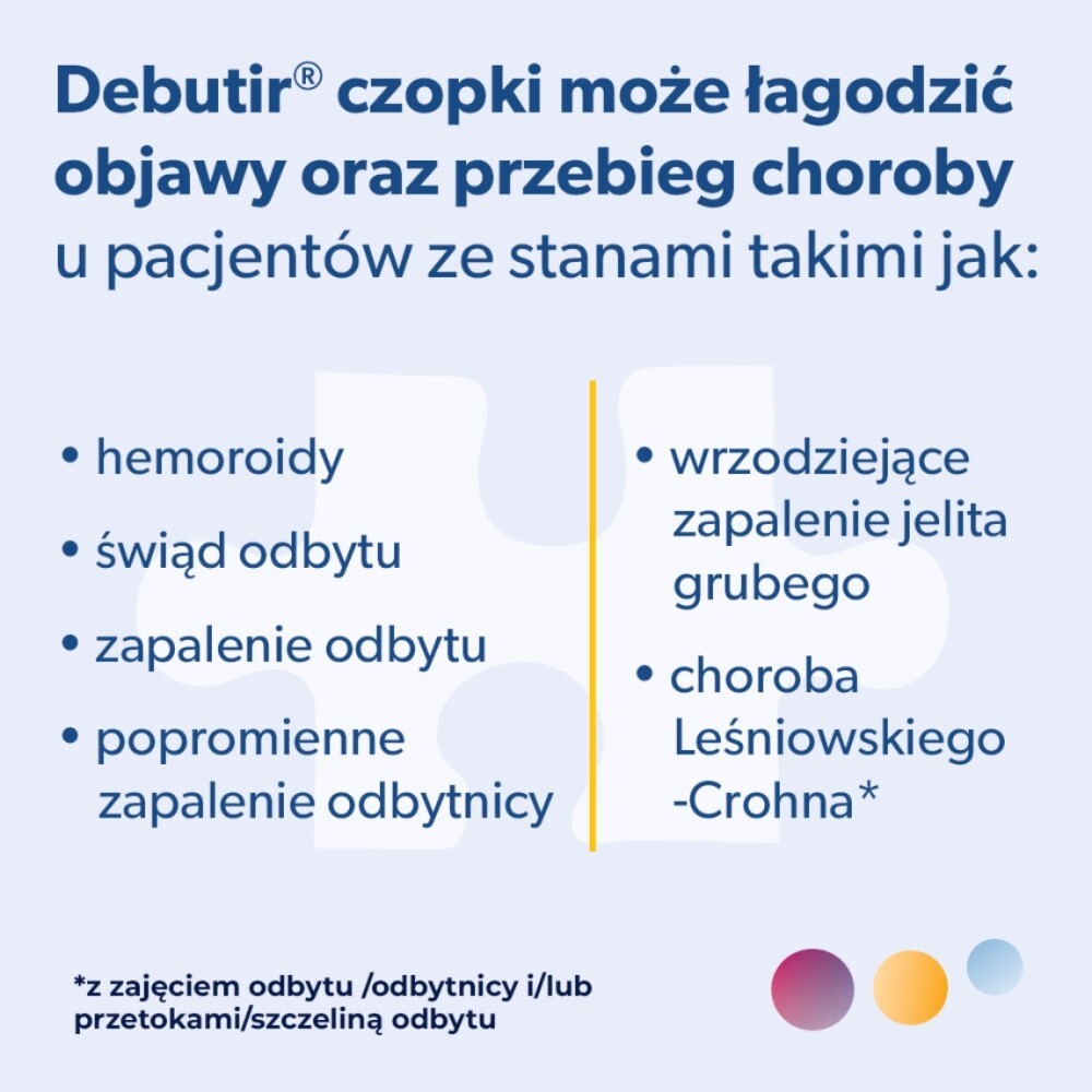 Debutir, czopki doodbytnicze, 10 sztuk