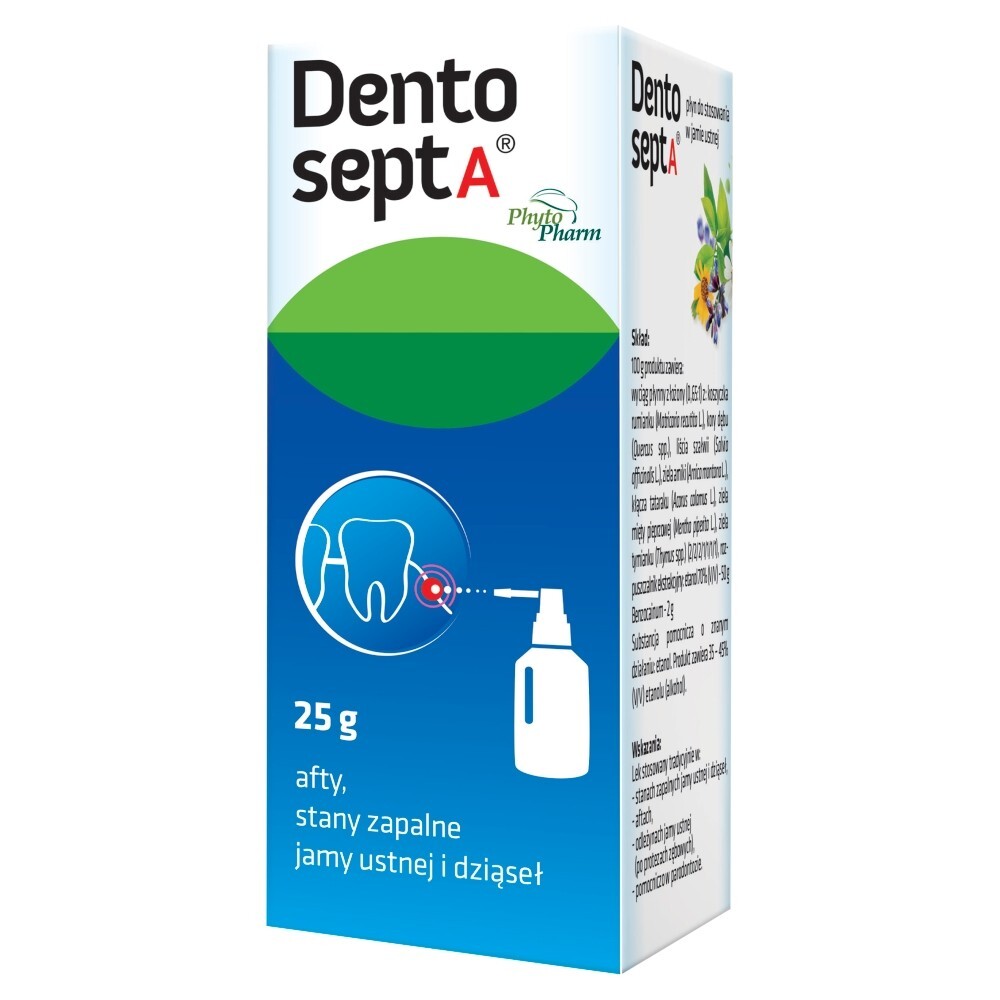 Dentosept A, płyn do stosowania w jamie ustnej, 25 g (pompka + aplikator)