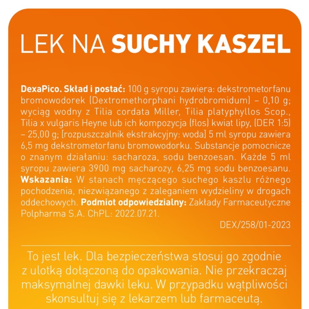 DexaPico, (1625 mg + 6,5 mg)/5ml, syrop, 115 ml