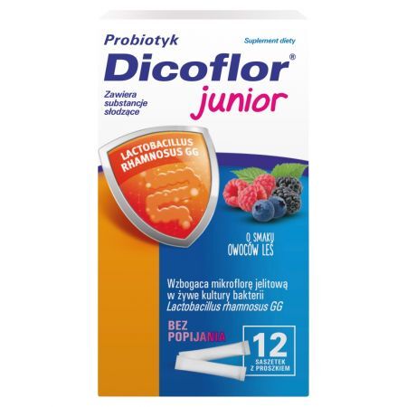 Dicoflor Junior Suplement diety probiotyk o smaku owoców leśnych 12 g (12 x 1 g)