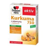 Doppelherz aktiv Kurkuma 750 z Piperyną + Witamina D, 30 kapsułek