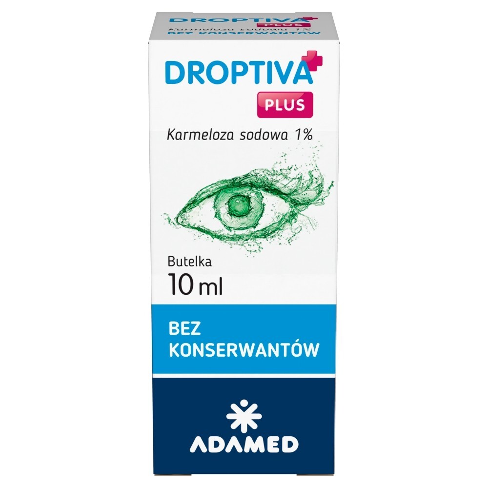 Droptiva Plus 1%, nawilżające krople do oczu, 10 ml