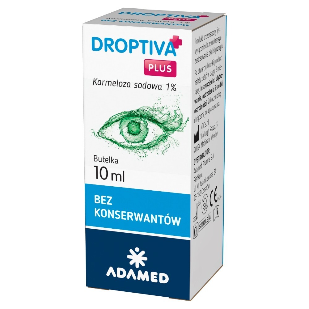 Droptiva Plus 1%, nawilżające krople do oczu, 10 ml
