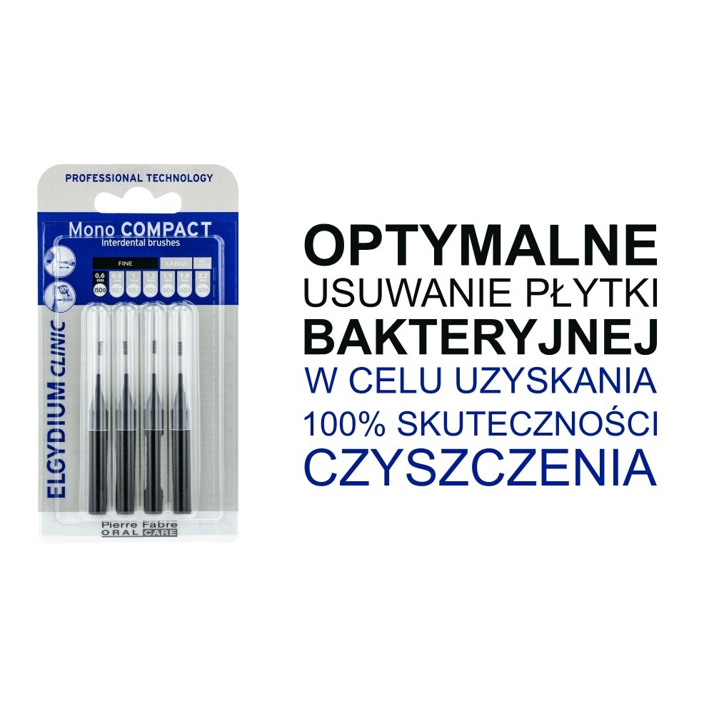 Elgydium Clinic Mono Compact, szczoteczki międzyzębowe, 0,6 mm, czarne, 4 sztuki
