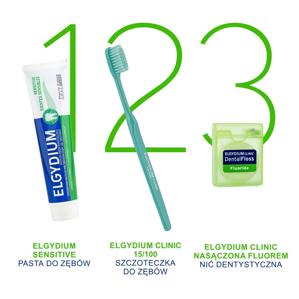 Elgydium Clinic, nić dentystyczna z fluorem, orzeźwiająca mięta, 35 m