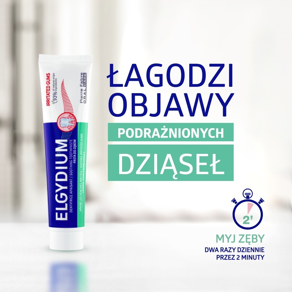 Elgydium, pasta do zębów na podrażnione dziąsła, 75 ml
