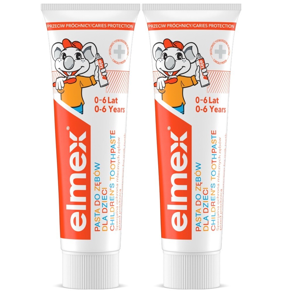 Elmex, pasta do zębów dla dzieci z aminofluorkiem od 1 ząbka do 6 lat, 50 ml x 2 opakowania