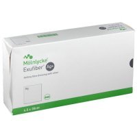 Exufiber Ag+, opatrunek włóknisty ze srebrem, 4,5 cm x 30 cm,1 sztuka (z opakowania 10 sztuk)