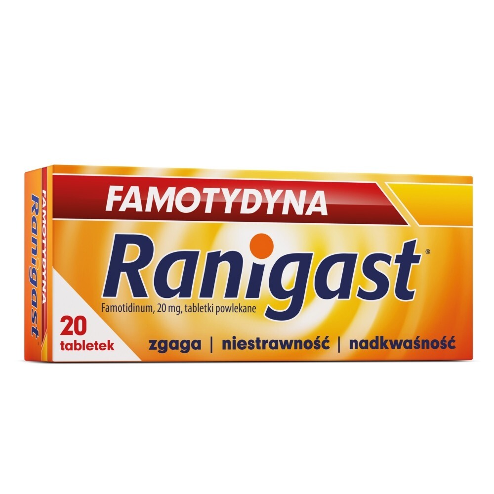 Famotydyna Ranigast, 20 mg, tabletki powlekane, 20 tabletek