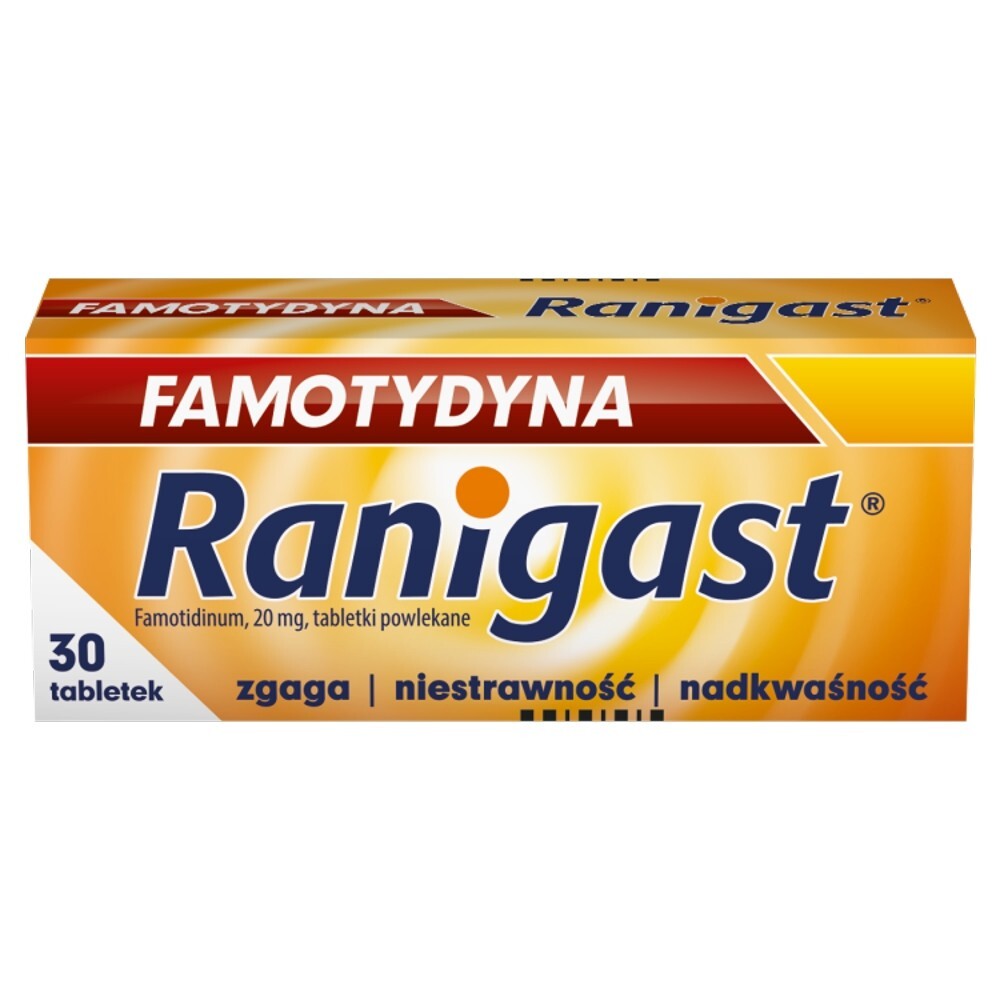 Famotydyna Ranigast, 20 mg, tabletki powlekane, 30 tabletek
