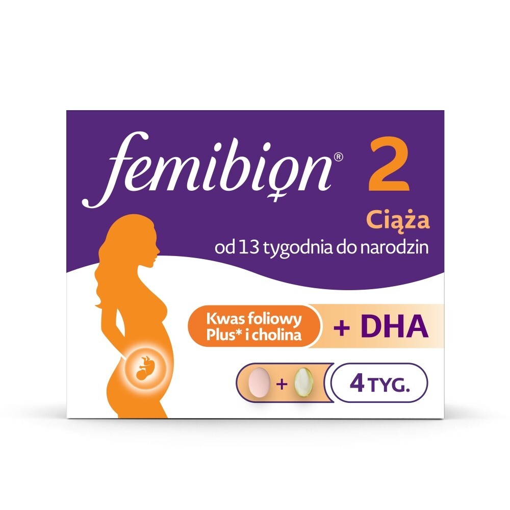 Femibion 2 Ciąża, tabletki powlekane + kapsułki miękkie, 28 tabletek + 28 kapsułek