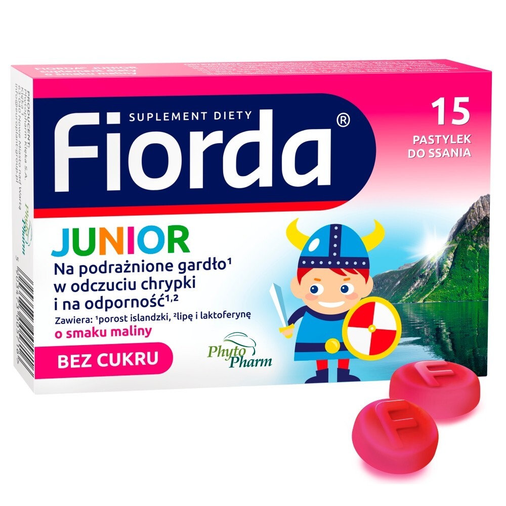 Fiorda Junior Suplement diety o smaku malinowym 15 sztuk