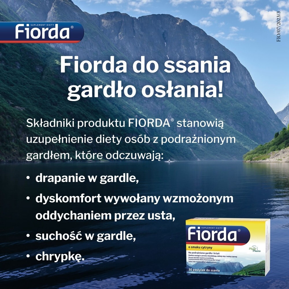 Fiorda, pastylki do ssania o smaku cytryny, 30 pastylek