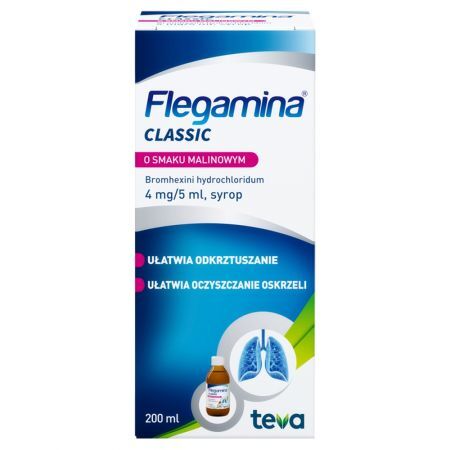 Flegamina Classic o smaku malinowym 4 mg/5 ml syrop 200 ml