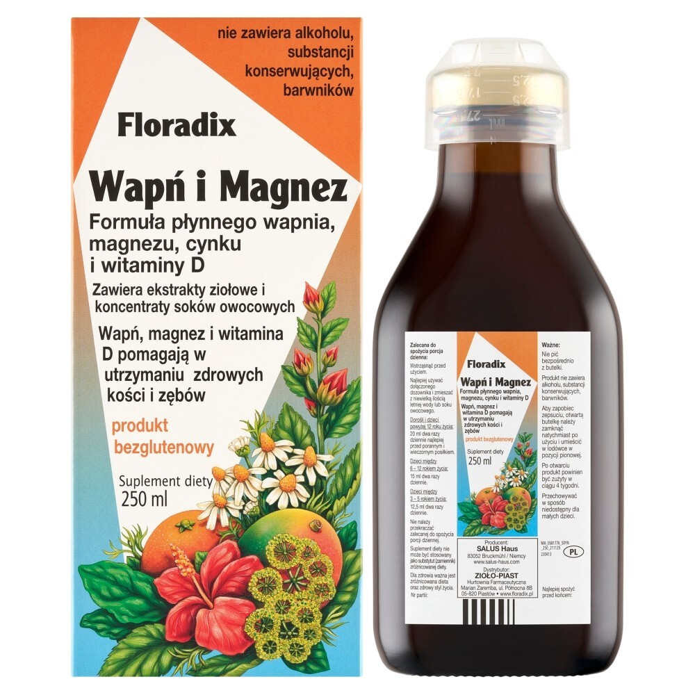 Floradix Wapń i Magnez, płyn, 250 ml