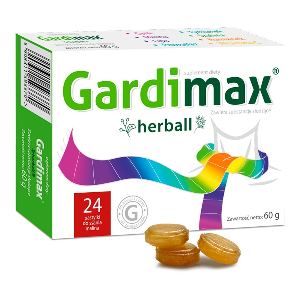 Gardimax Herball, smak malinowy, 24 pastylki do ssania