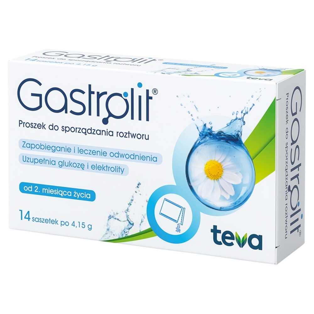 Gastrolit proszek do sporządzania roztworu uzupełnia glukozę i elektrolity lek saszetki 14 sztuk