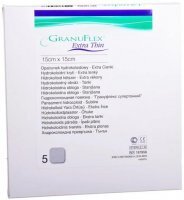 Granuflex Extra Thin, cienki opatrunek hydrokoloidowy, 15 cm x 15 cm, 1 sztuka (z opakowania 5 sztuk)