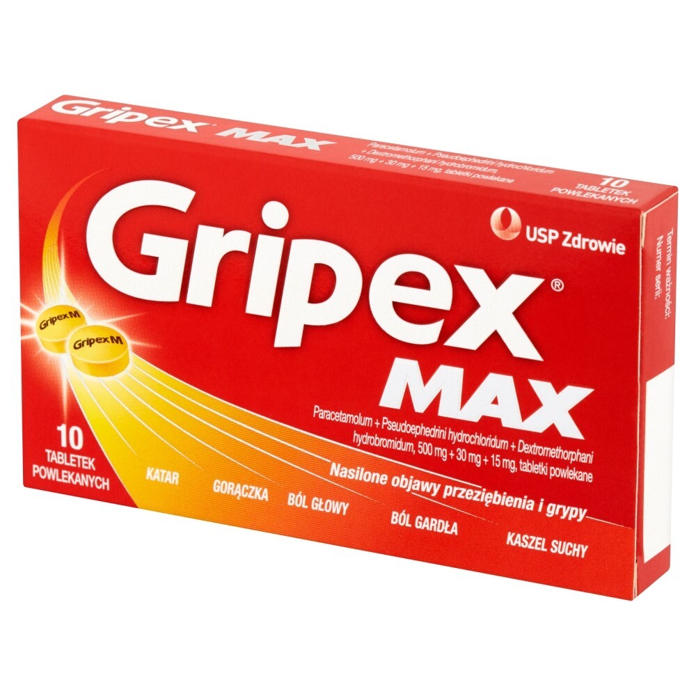 Gripex Max, tabletki powlekane, 10 tabletek