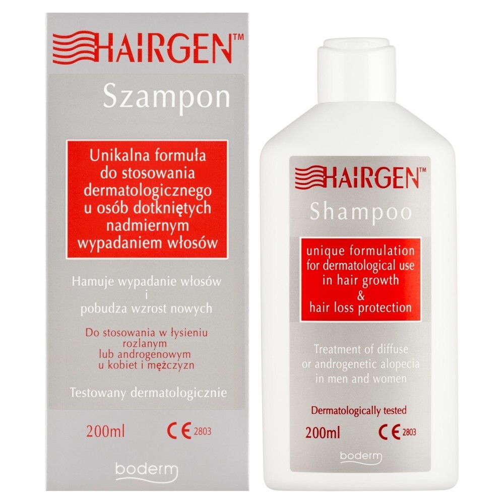 Hairgen, szampon do stosowania dermatologicznego u osób dotkniętych nadmiernym wypadaniem włosów, 200 ml