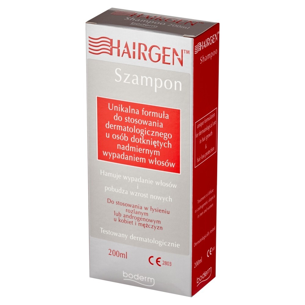 Hairgen, szampon do stosowania dermatologicznego u osób dotkniętych nadmiernym wypadaniem włosów, 200 ml