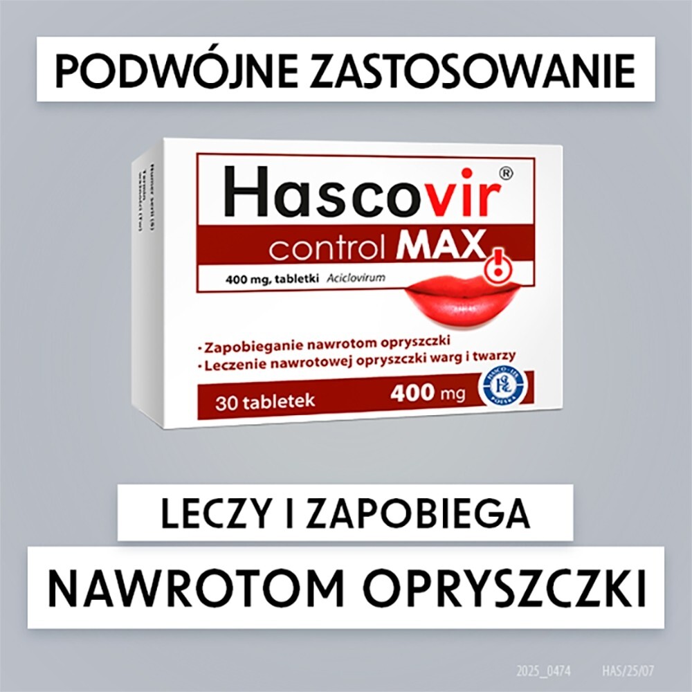 Hascovir control MAX 400 mg, 60 tabletek