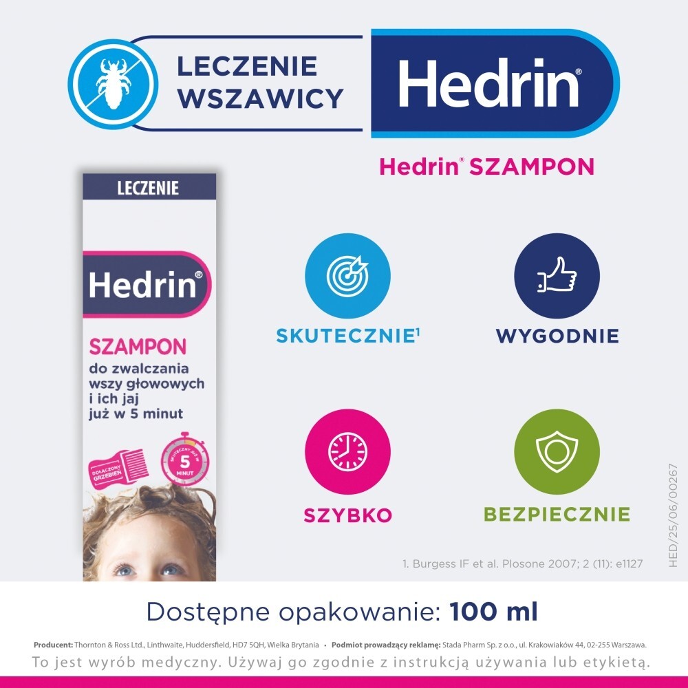 Hedrin, szampon przeciw wszawicy, 100 ml