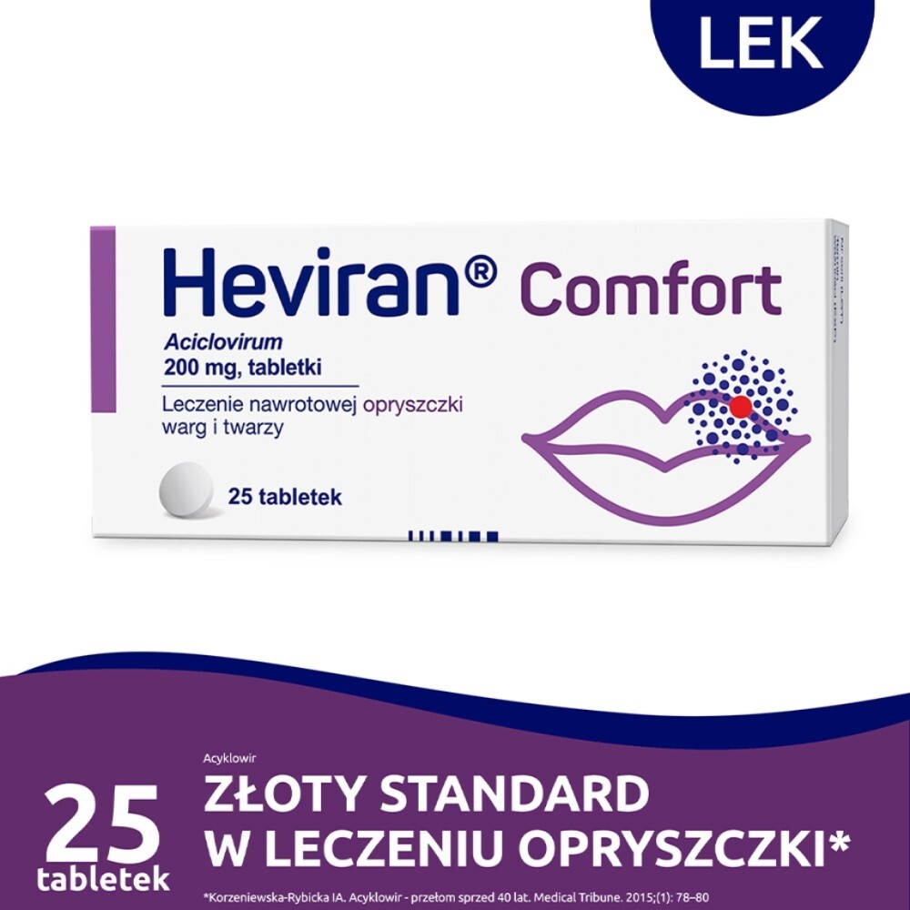 Heviran Comfort, 200 mg, tabletki, 25 tabletek