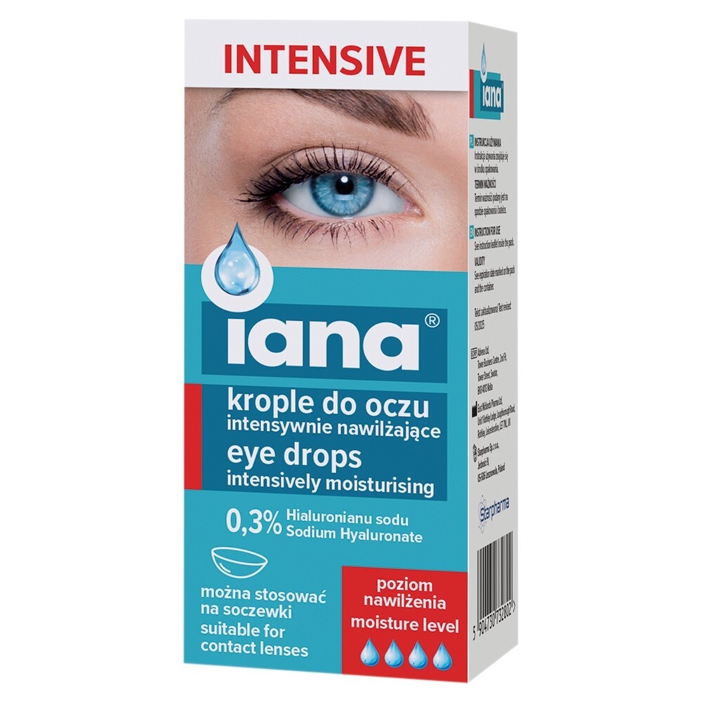 Iana Intensive, intensywnie nawilżające krople do oczu, 0,3% HA, 10 ml