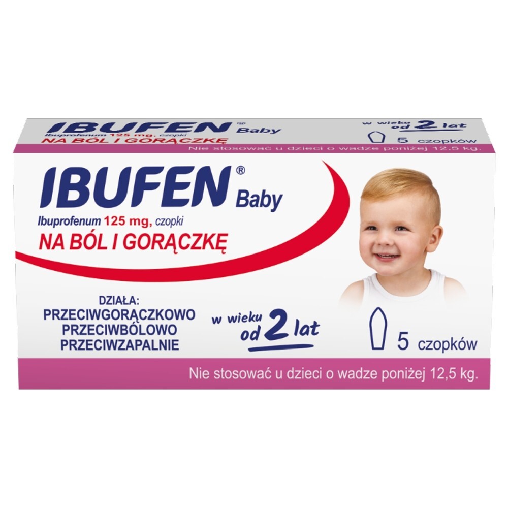 Ibufen Baby, 125 mg, czopki, 5 czopków