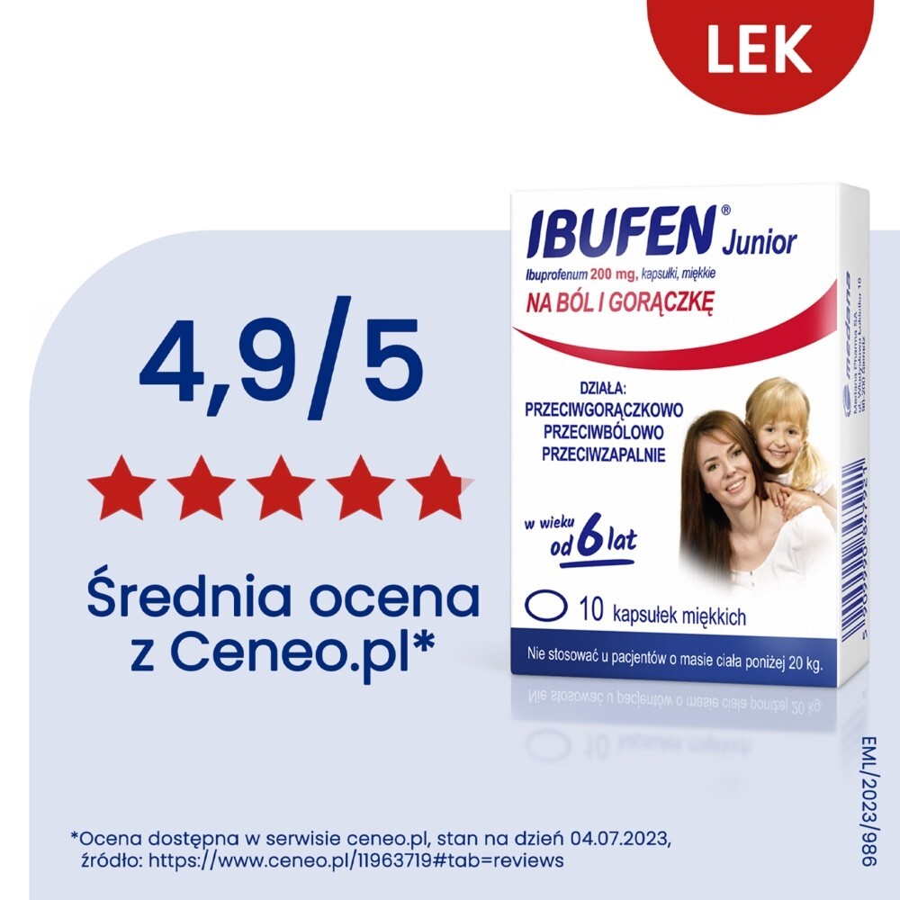 Ibufen Junior 200 mg, 10 kapsułek