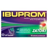 Ibuprom Zatoki, 200 mg + 30 mg, tabletki powlekane, 12 tabletek