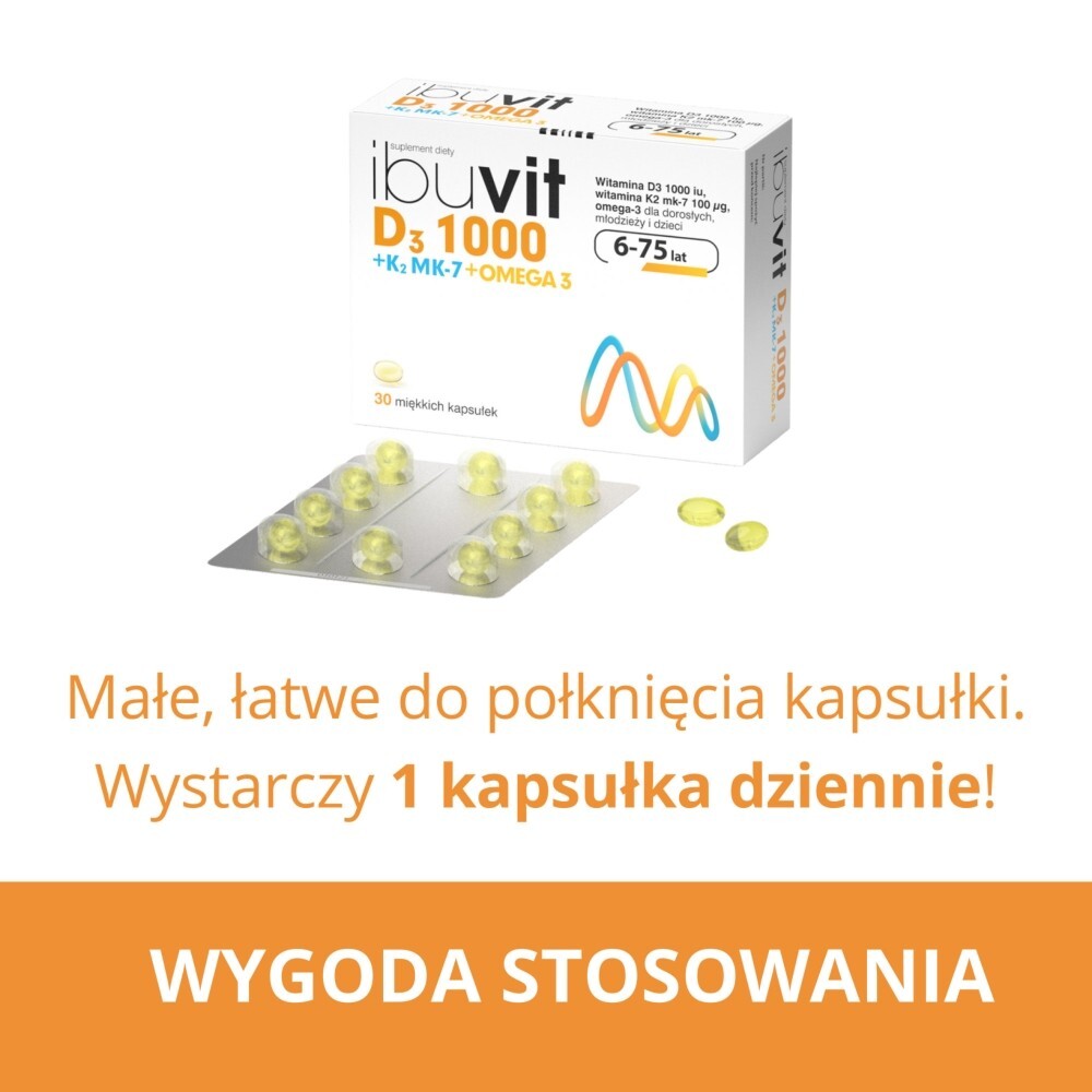 Ibuvit D3 1000+K2 MK-7 Omega 3, kapsułki, 30 kapsułek