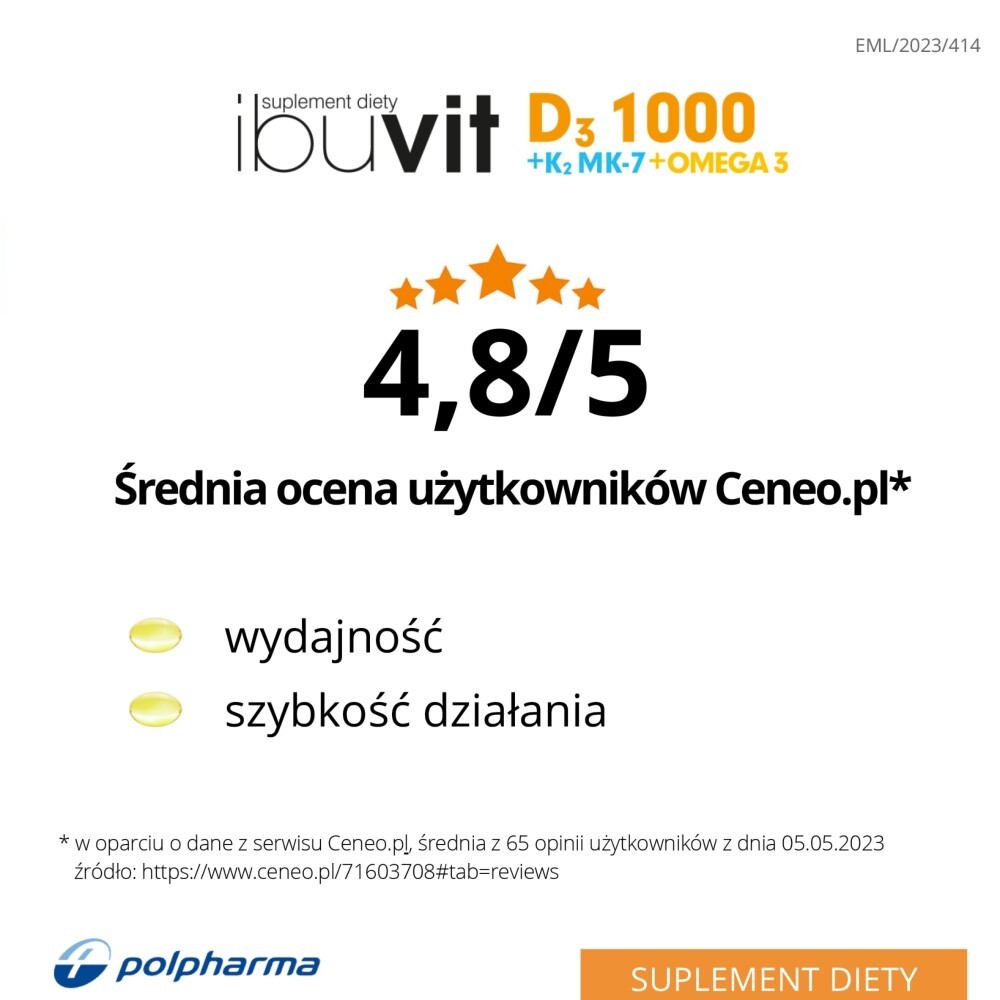 Ibuvit D3 1000+K2 MK-7 Omega 3, kapsułki, 30 kapsułek
