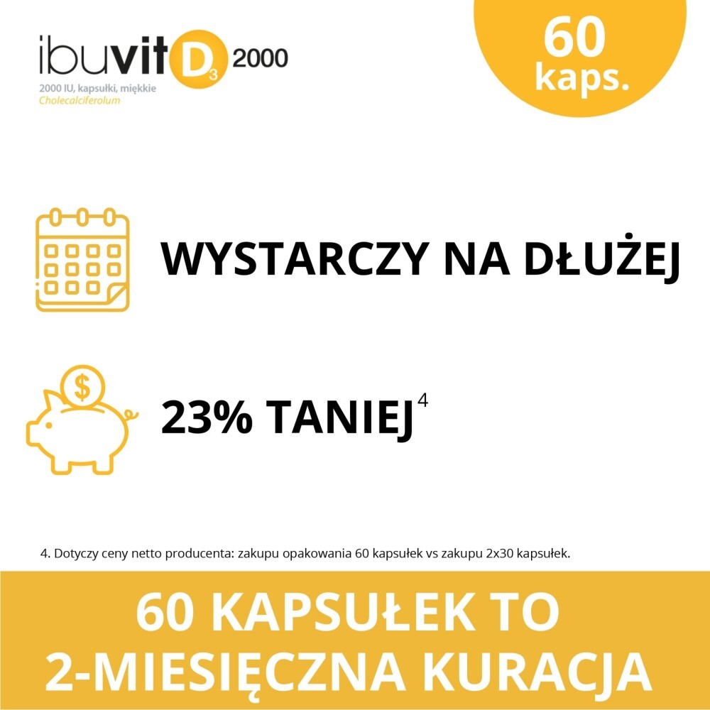 Ibuvit D3 2000 IU, 2000 IU, kapsułki miękkie, 60 kapsułek
