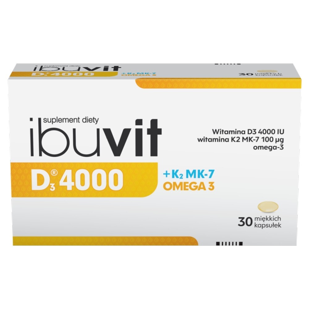 Ibuvit D3 4000+K2 MK-7 Omega 3, kapsułki miękkie, 30 kapsułek