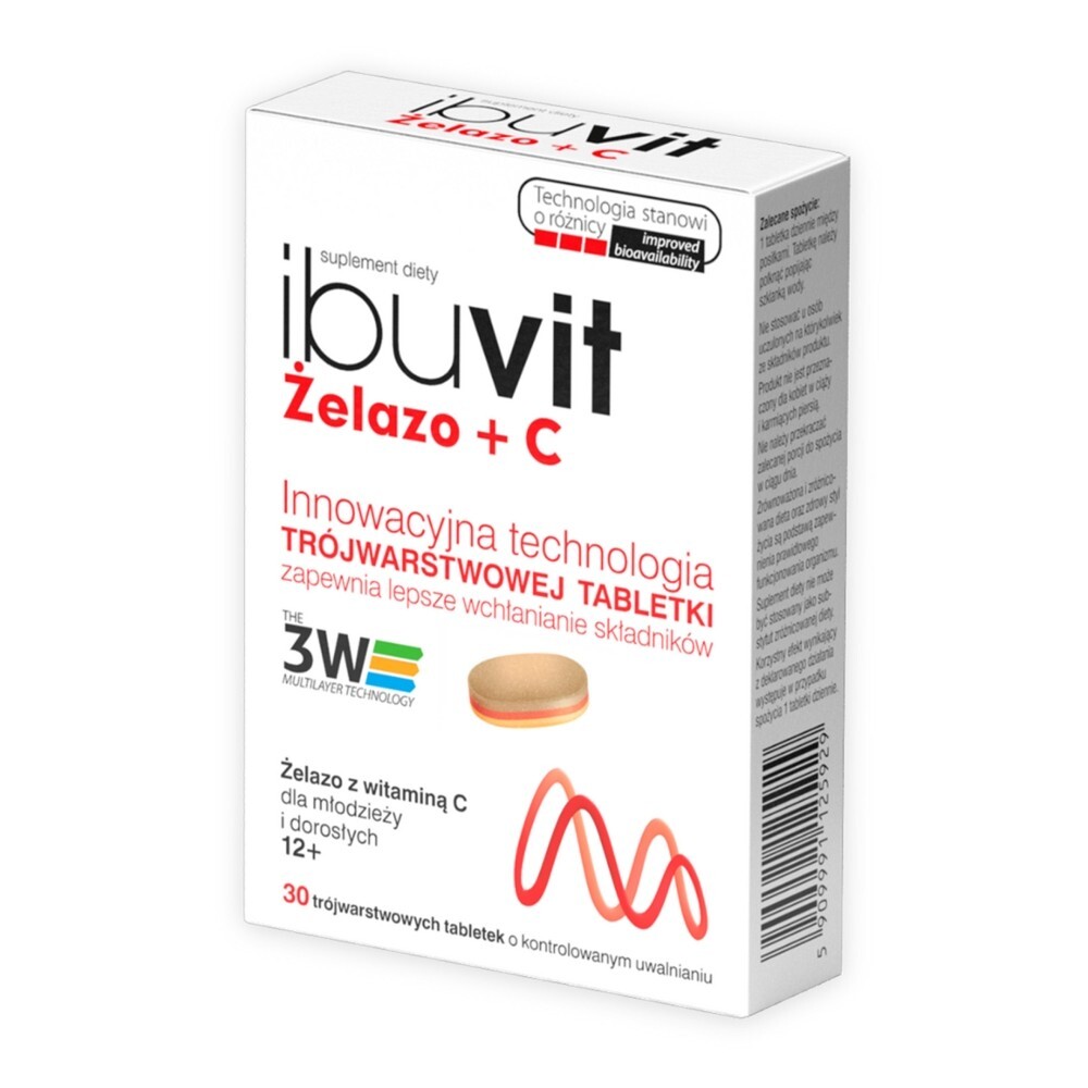 Ibuvit Żelazo + C, tabletki trójwarstwowe, 30 tabletek
