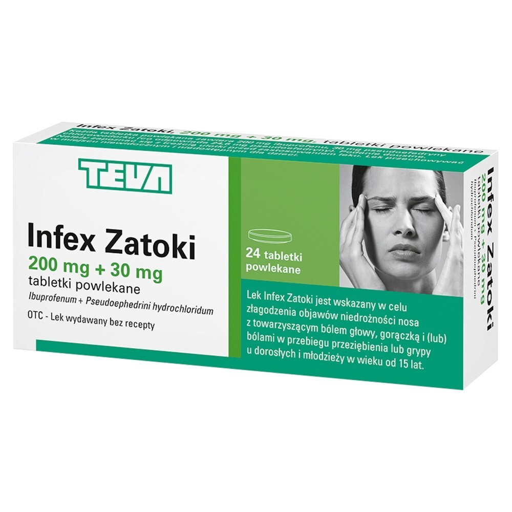 Infex Zatoki 200 mg+30 mg tabletki powlekane 24 sztuki