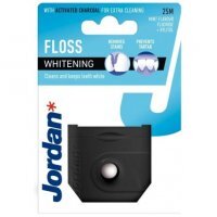Jordan Whitening Dental Floss, nić dentystyczna z fluorem, ksylitolem i węglem aktywnym, miętowa, 25 m