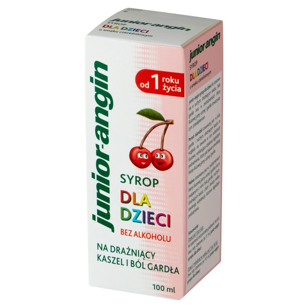 Junior-angin Wyrób medyczny syrop dla dzieci o smaku czereśniowym 100 ml