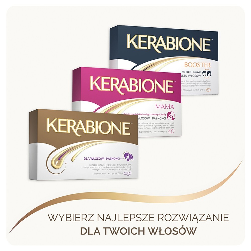 Kerabione, dla włosów, paznokci, skóry, kapsułki, 60 sztuk