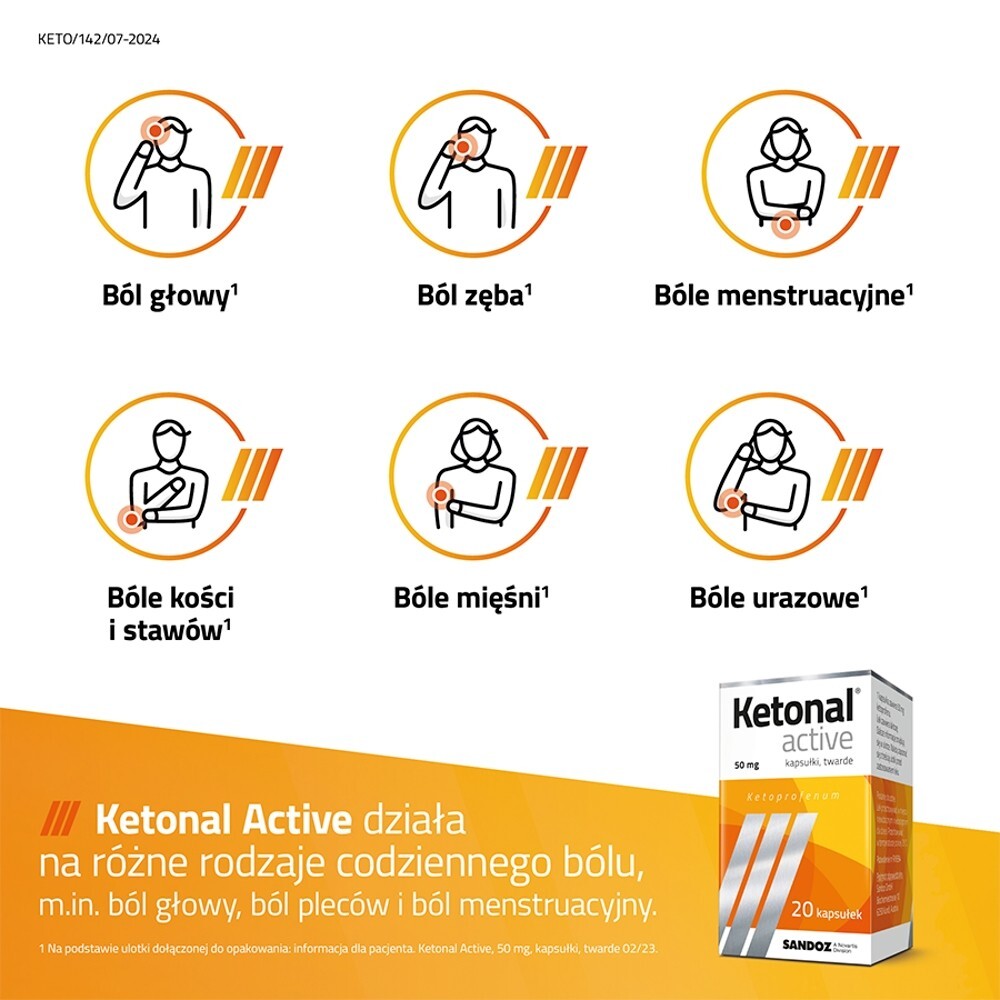Ketonal Active 50 mg Kapsułki twarde 20 sztuk