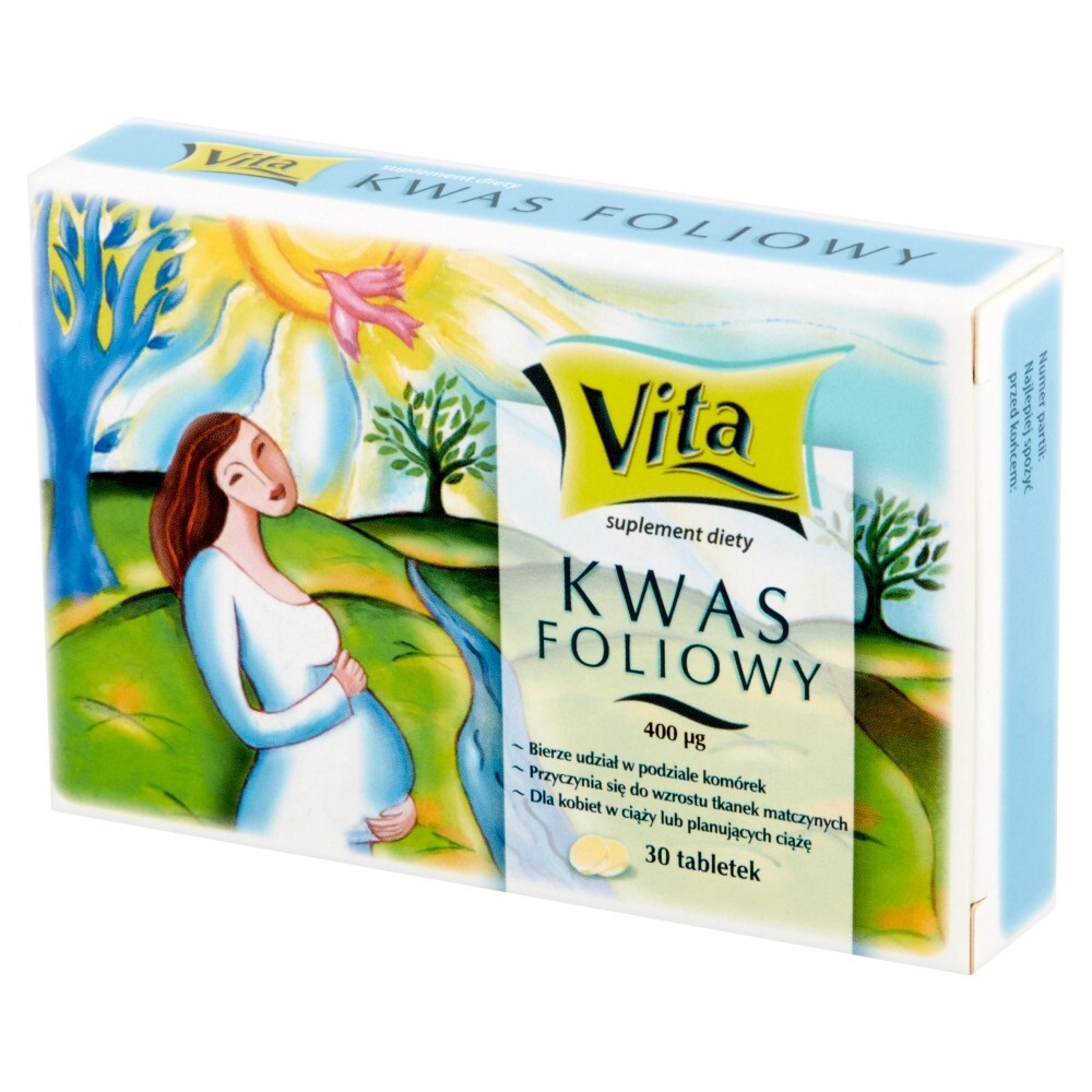 Kwas foliowy, tabletki, 0,4 mg, 30 tabletek