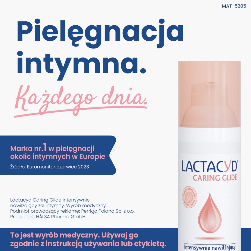 Lactacyd Caring Glide, intensywnie nawilżający żel intymny, 50 ml
