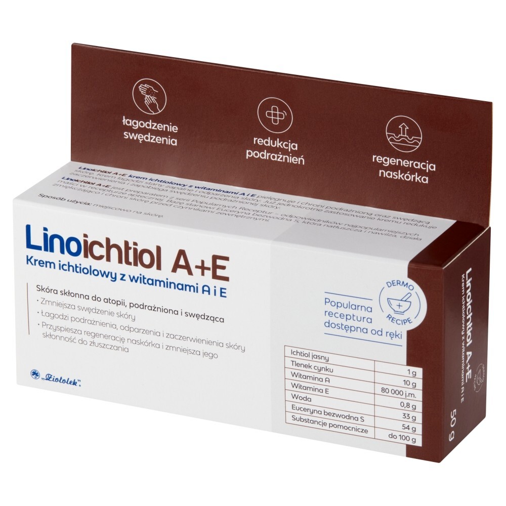 Linoichtiol A+E, krem ichtiolowy, z witaminą A, E, 50 g