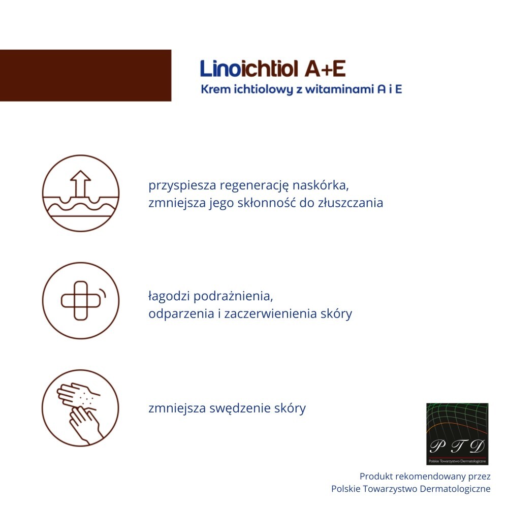 Linoichtiol A+E, krem ichtiolowy, z witaminą A, E, 50 g