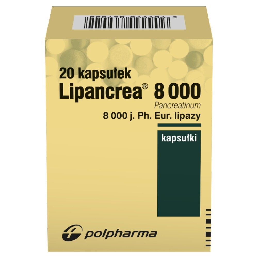 Lipancrea, kapsułki, 8000 j. lipazy, kapsułki, 20 kapsułek