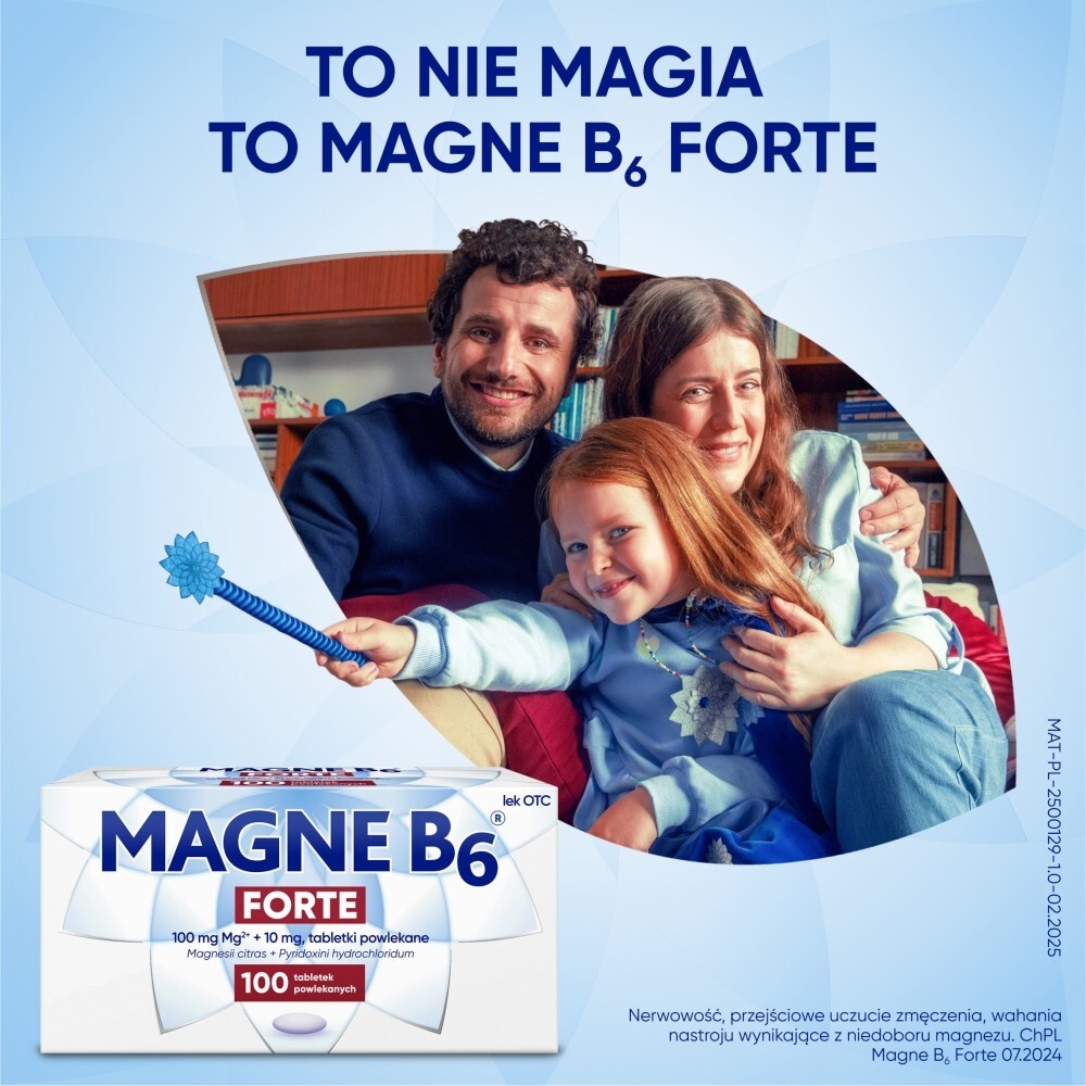 Magne B6 Forte, 100 mg+10 mg, tabletki powlekane,100 tabletek
